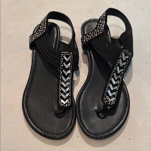 Elegant Black Beaded Women's Sandals